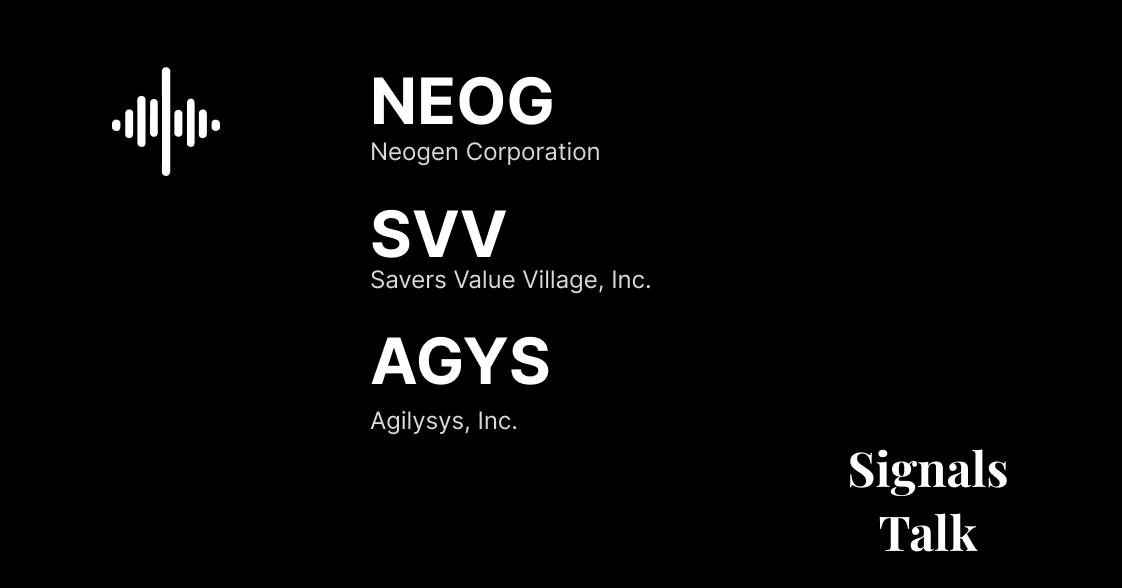 Trading Signals - NEOG, SVV, AGYS