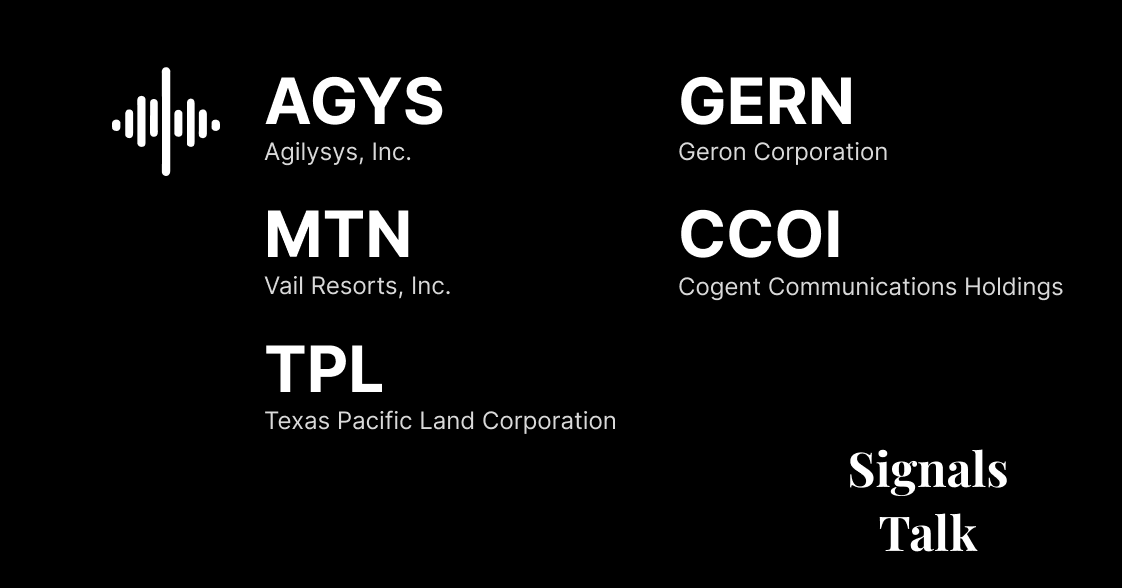 Trading Signals - AGYS, MTN, TPL, GERN, CCOI