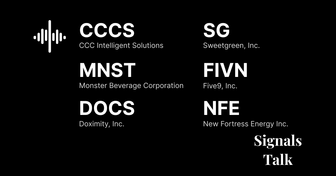 Trading Signals - CCCS, MNST, DOCS, SG, FIVN, NFE