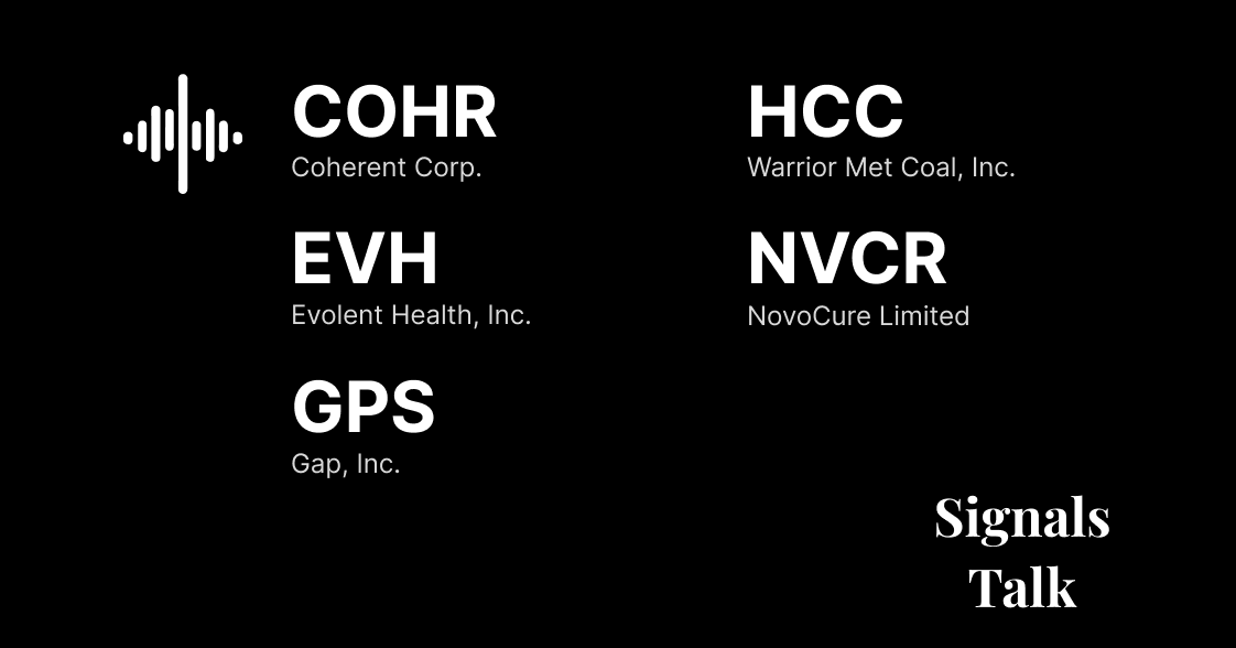 Trading Signals - COHR, EVH, GPS, HCC, NVCR