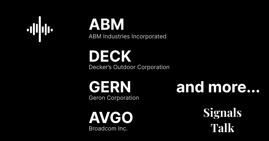 Trading Signals -  ABM, DECK, GERN, AVGO and more