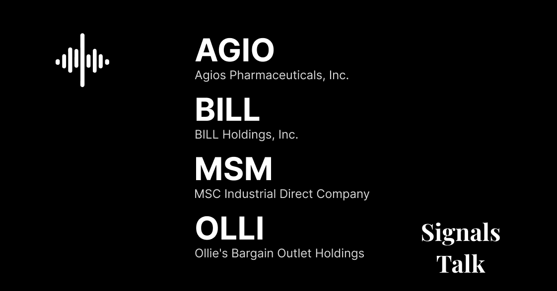 Trading Signals - AGIO, BILL, MSM, OLLI