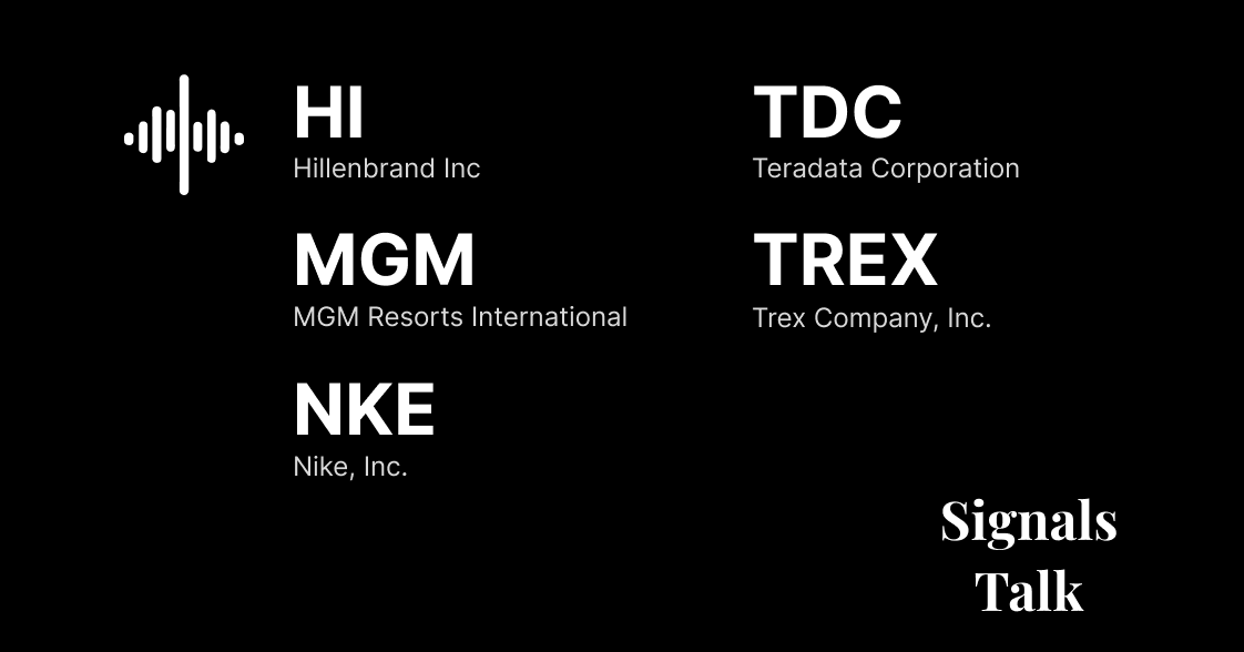 Trading Signals - HI, MGM, NKE, TDC, TREX